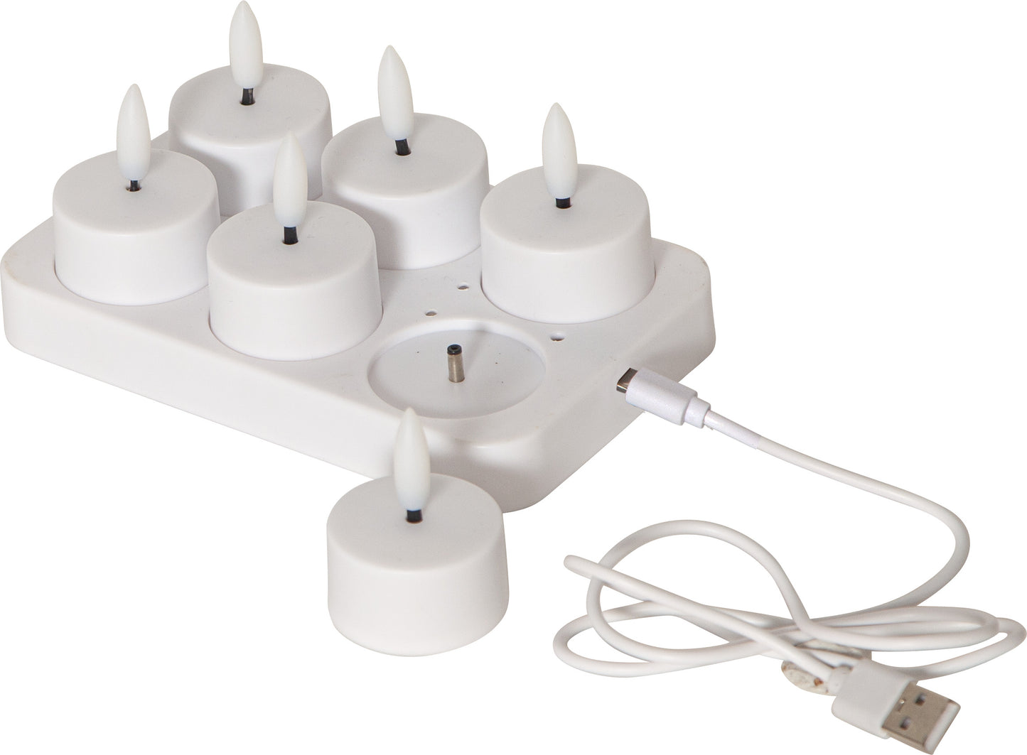 Star Trading - Lot de 6 lampes chauffantes LED Chargeme - 7 cm - Blanc