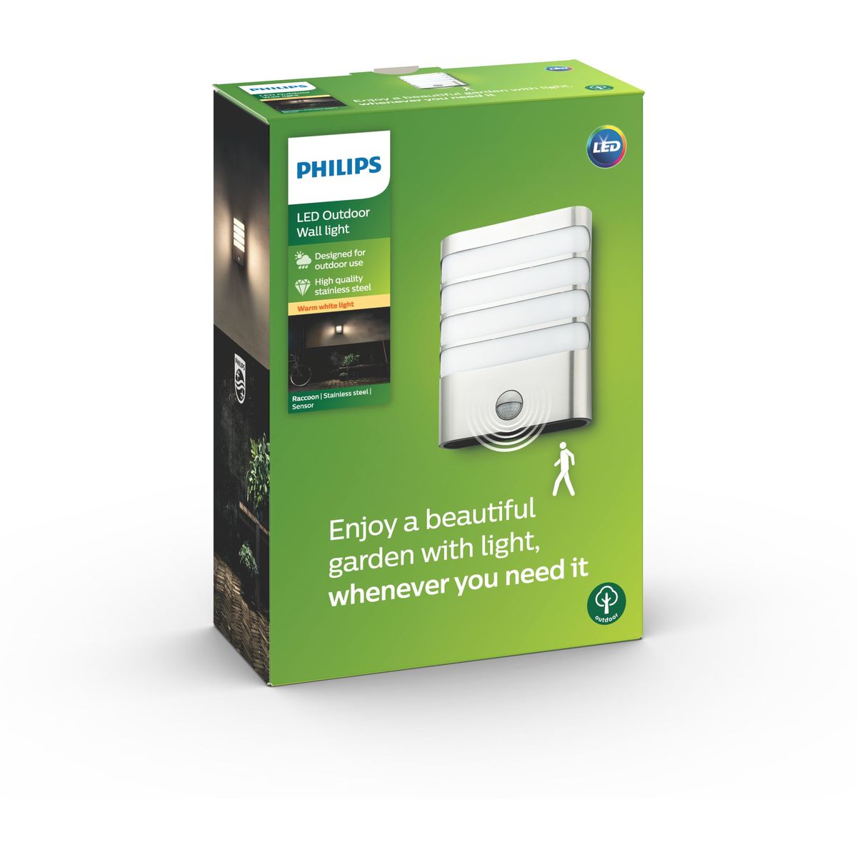 Philips - Raccoon IR Wall Lantern Inox 1x3W