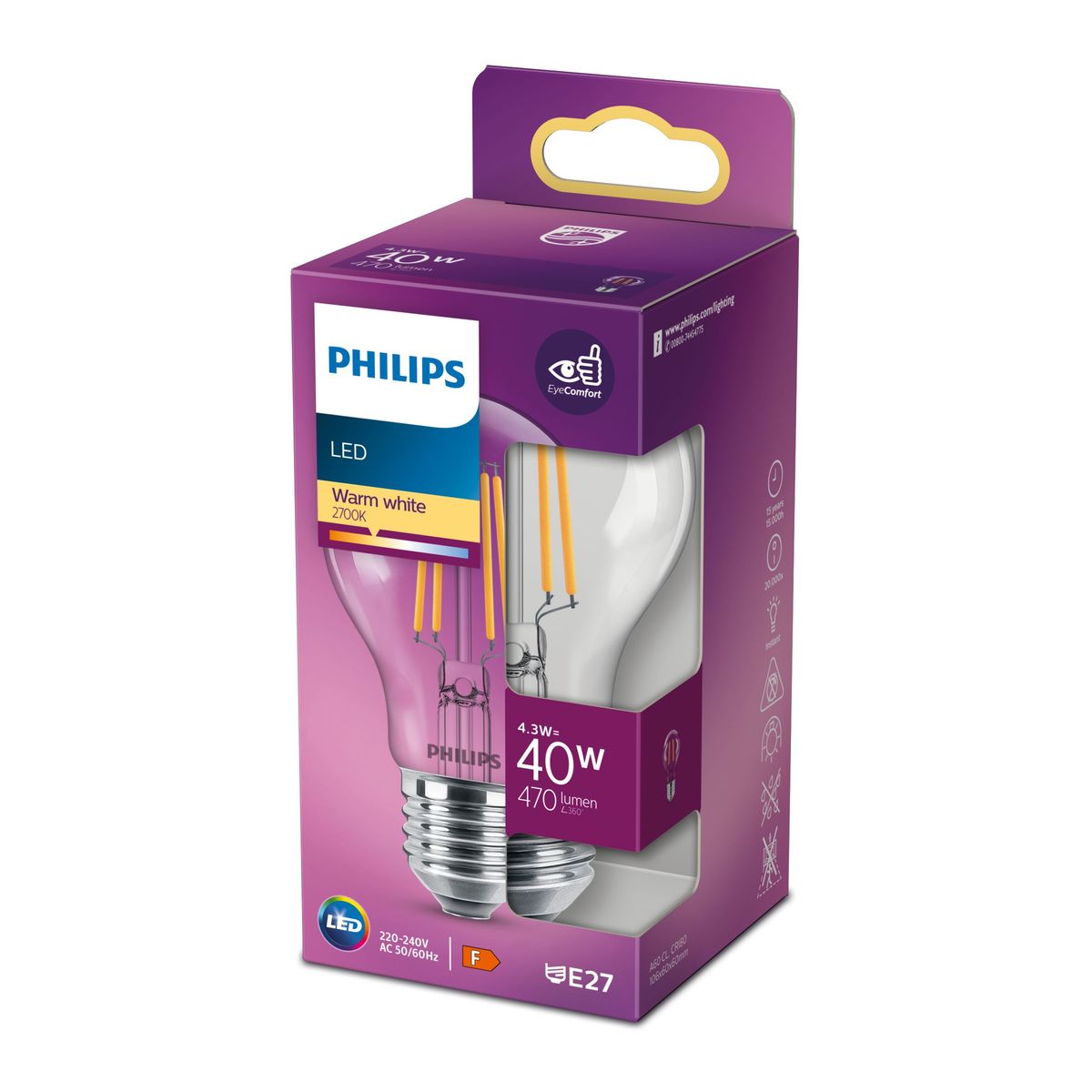 Philips - LED Classic 40W A60 E27 WW CL ND RFSRT4