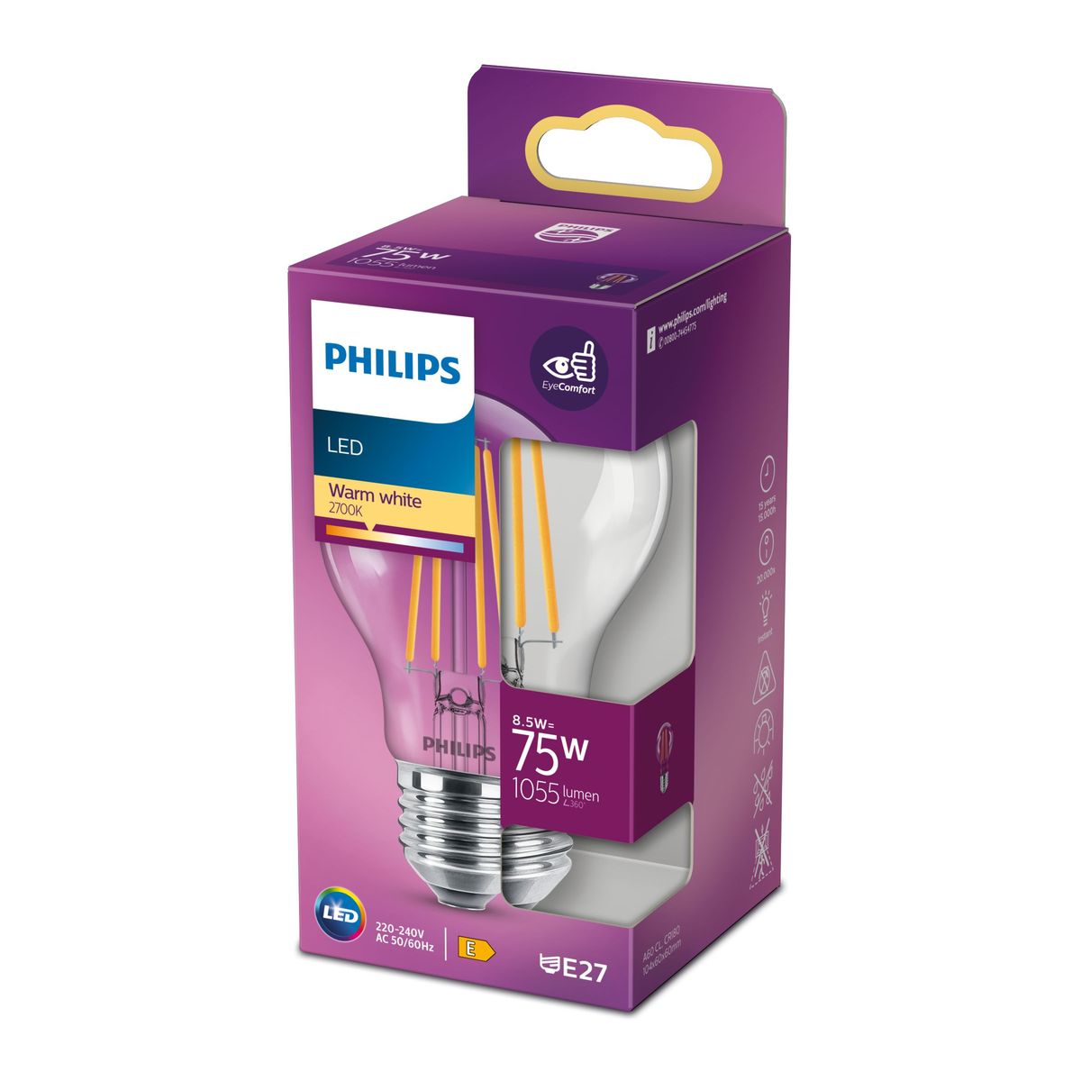 Philips - LED Classic 75W E27 WW A60 CL ND RFSRT4