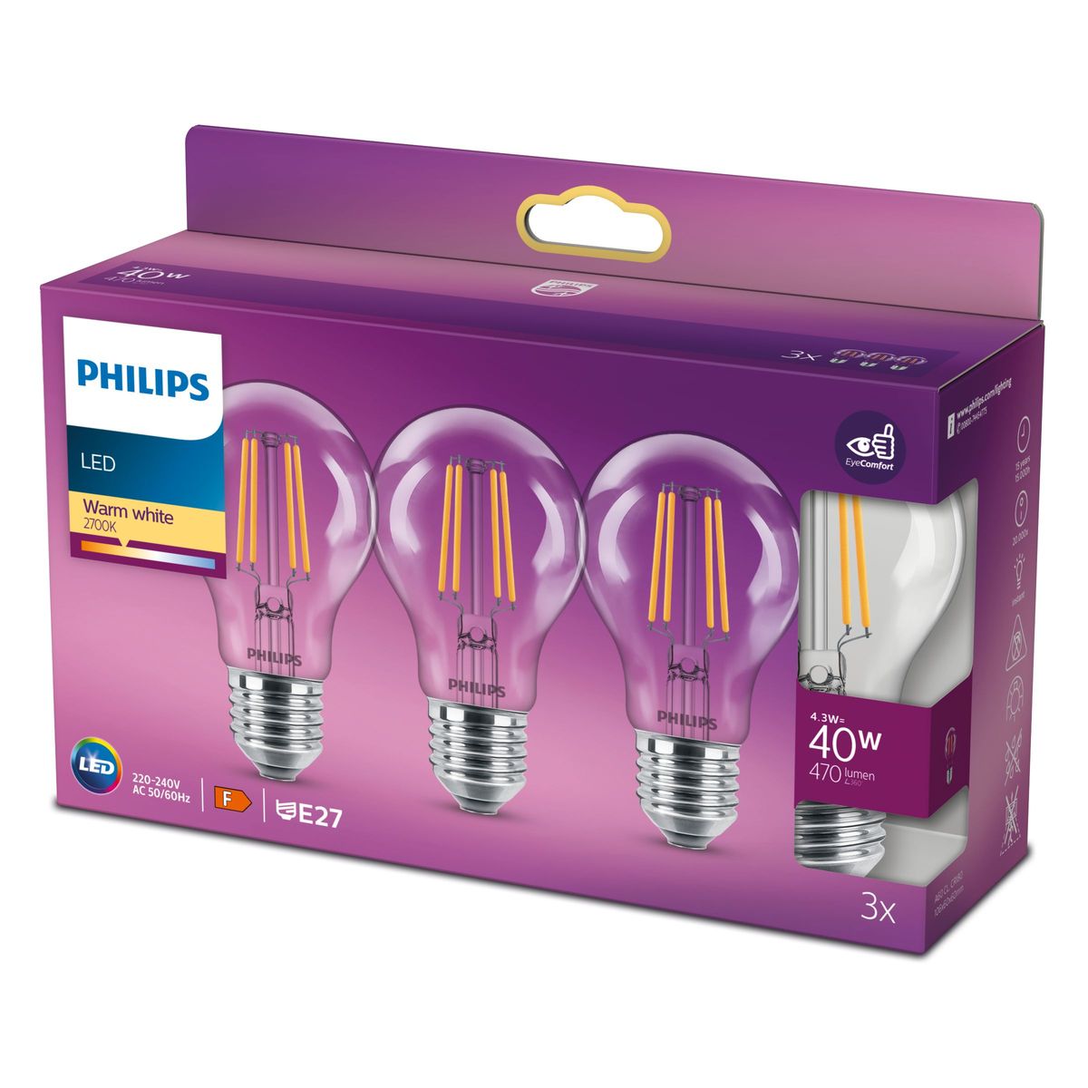 Philips - LED Classic 40W A60 E27 WW CL ND 3RT6