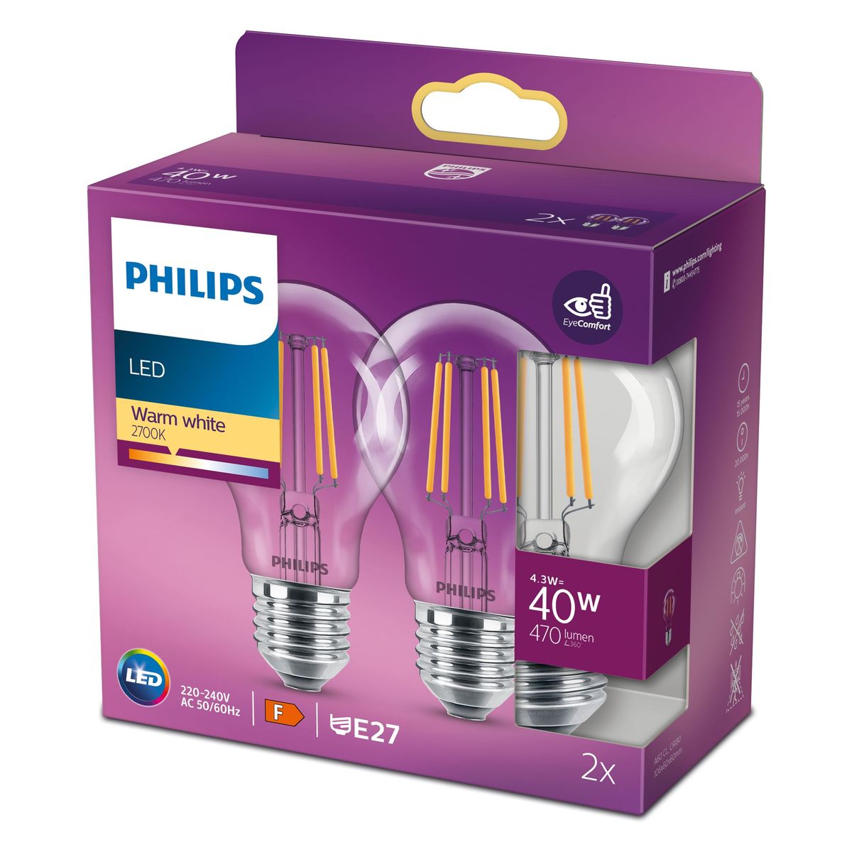 Philips - LED Classic 40W A60 E27 WW CL NDRF2SRT6