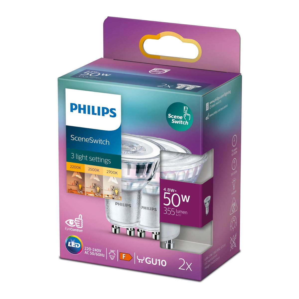 Philips - LED SSW 50W GU10 WW 36d RF ND 2ST6