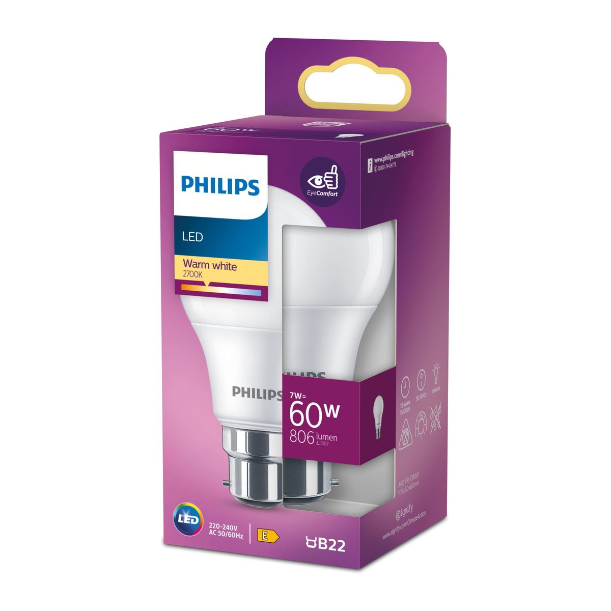 Philips - LED 60W A60 B22 WW FR ND 1SRT4