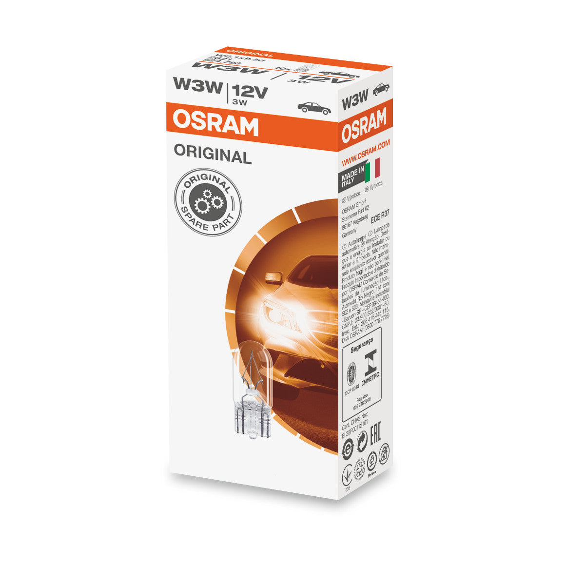 OSRAM ORIGINAL - CULOT À 3 BOUTONS - 3 W - 12 V - W2.1x9.5d - Ampoule auxiliaire