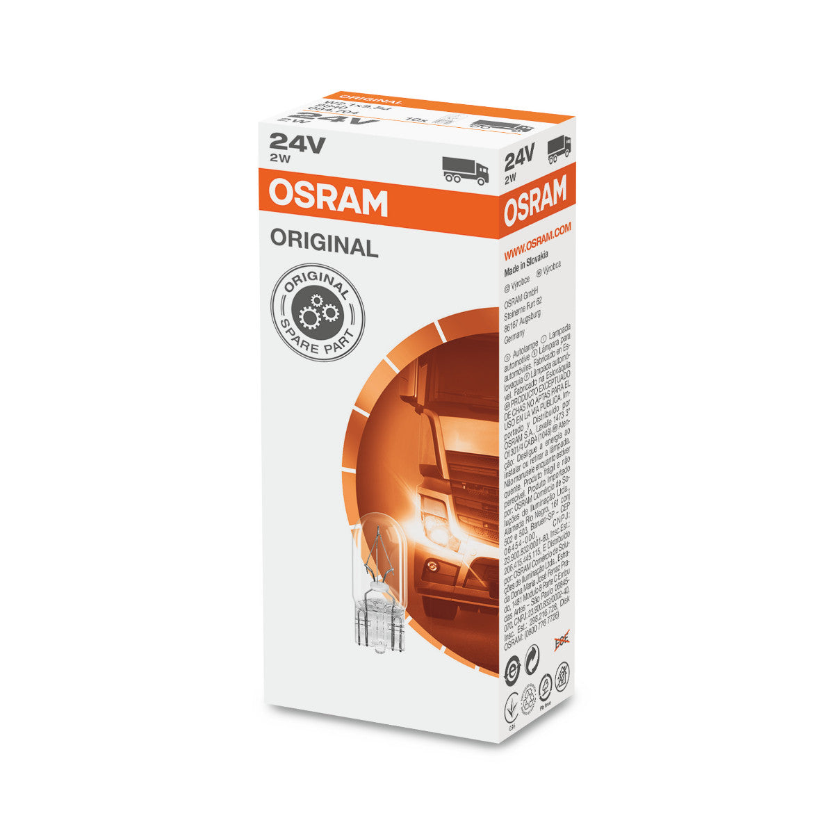 OSRAM ORIGINAL - CULOT À OREILLES - 2 W - 24 V - W2.1x9.5d - Ampoule auxiliaire