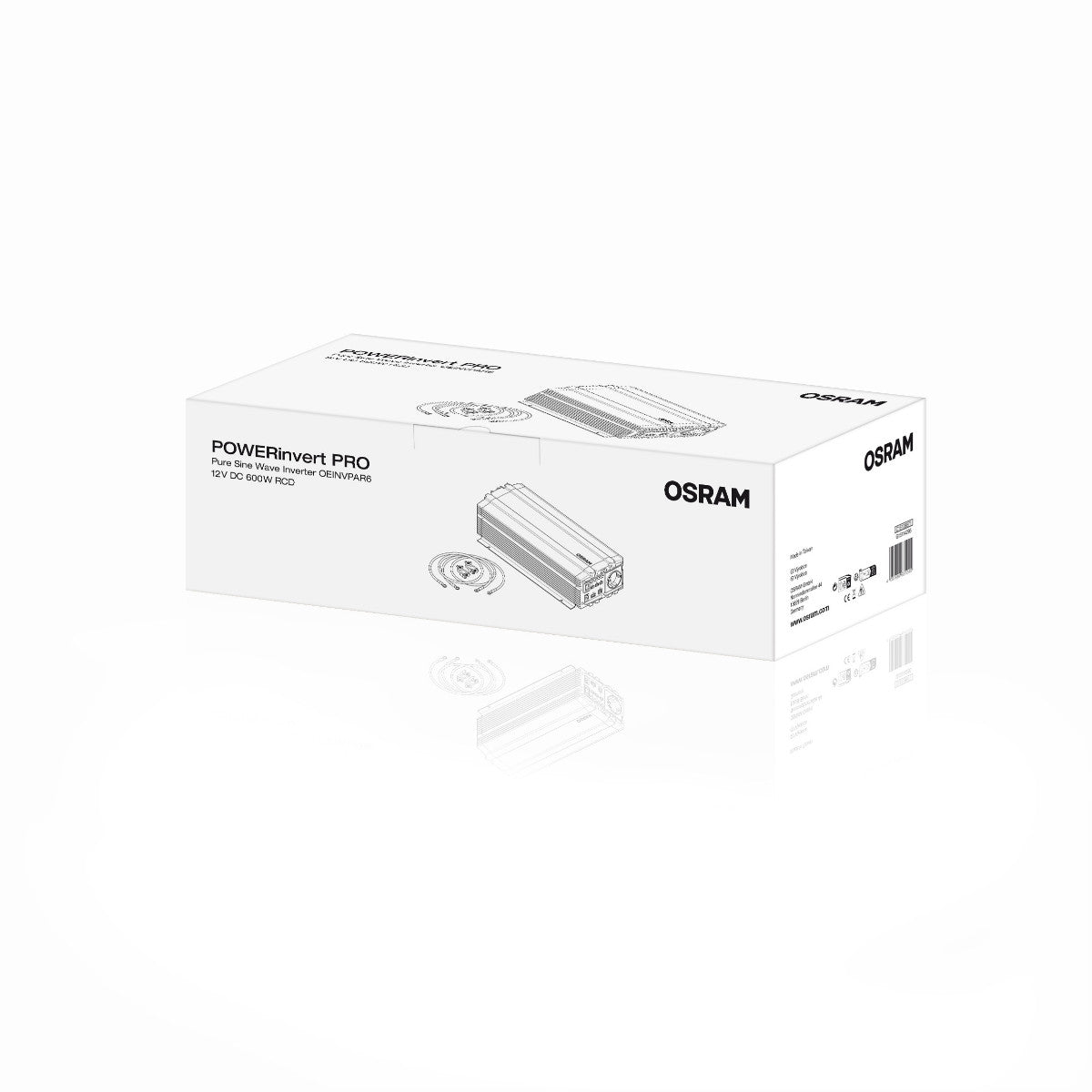 OSRAM Onduleur à onde sinusoïdale pure 12 V DC 600 W RCD