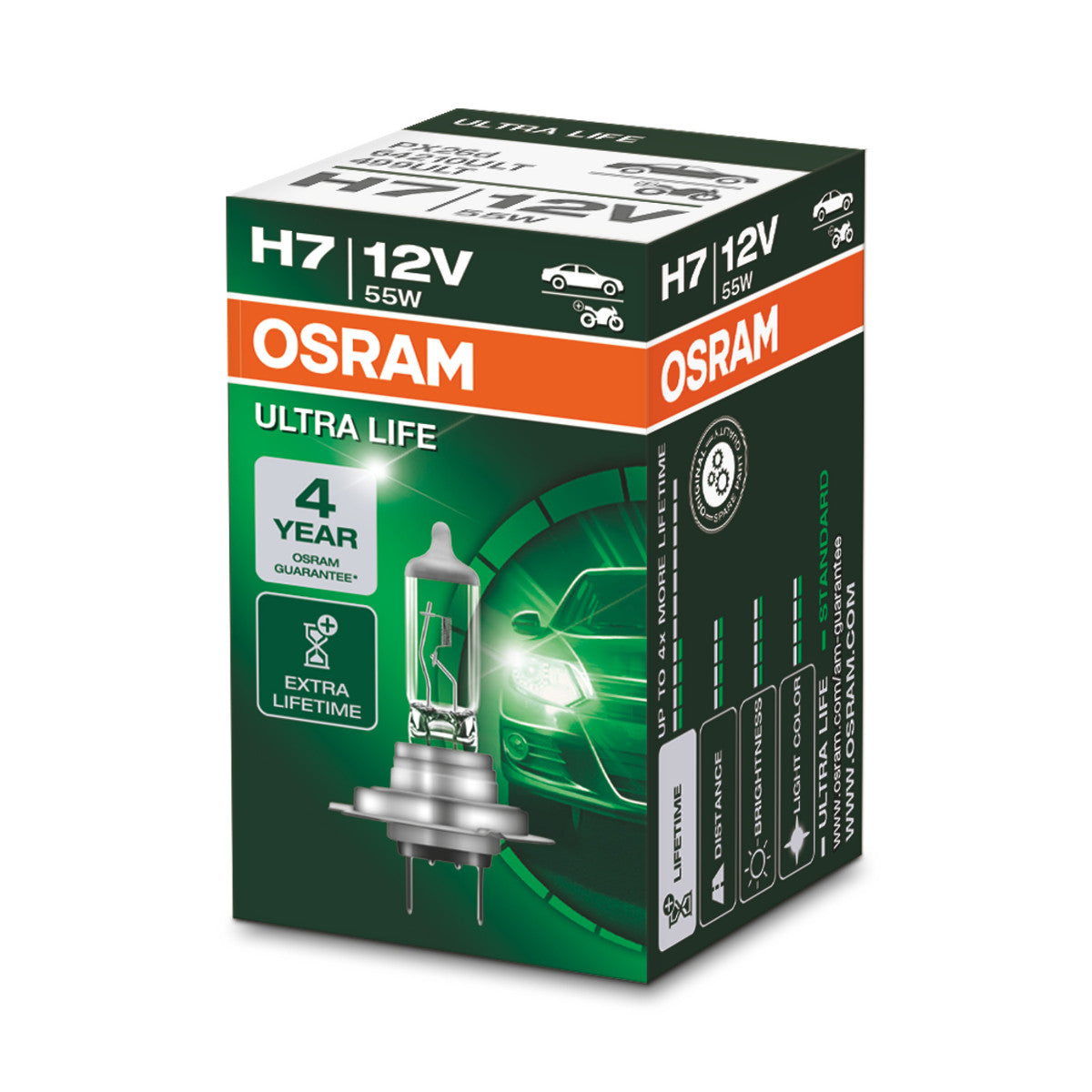 OSRAM Ultra Life - H7 HalogoGe Headlight Lampe - Boîte de pliage