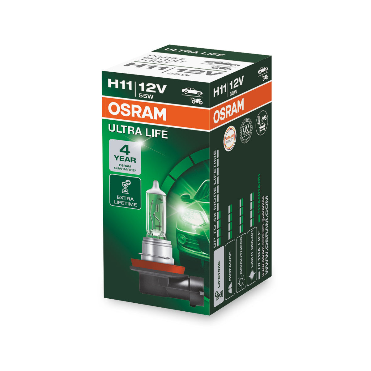 OSRAM Ultra Life - H11 HalogoGe Headlight Lampe - Boîte de pliage