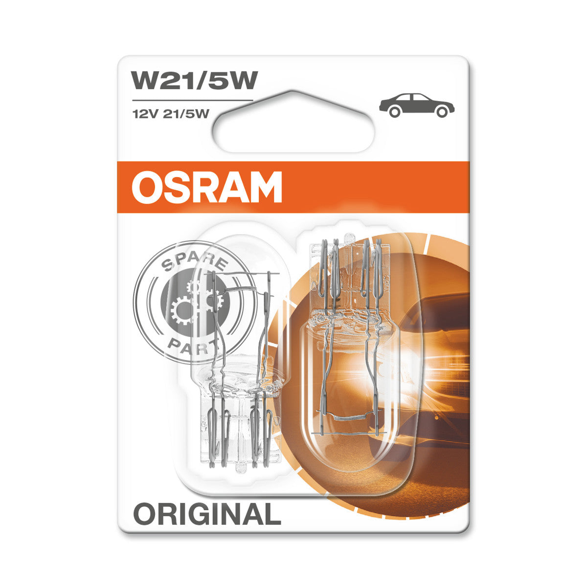 OSRAM ORIGINAL - BASE COINÉE - W21-Ampoule auxiliaire 5 W - Lot de 2