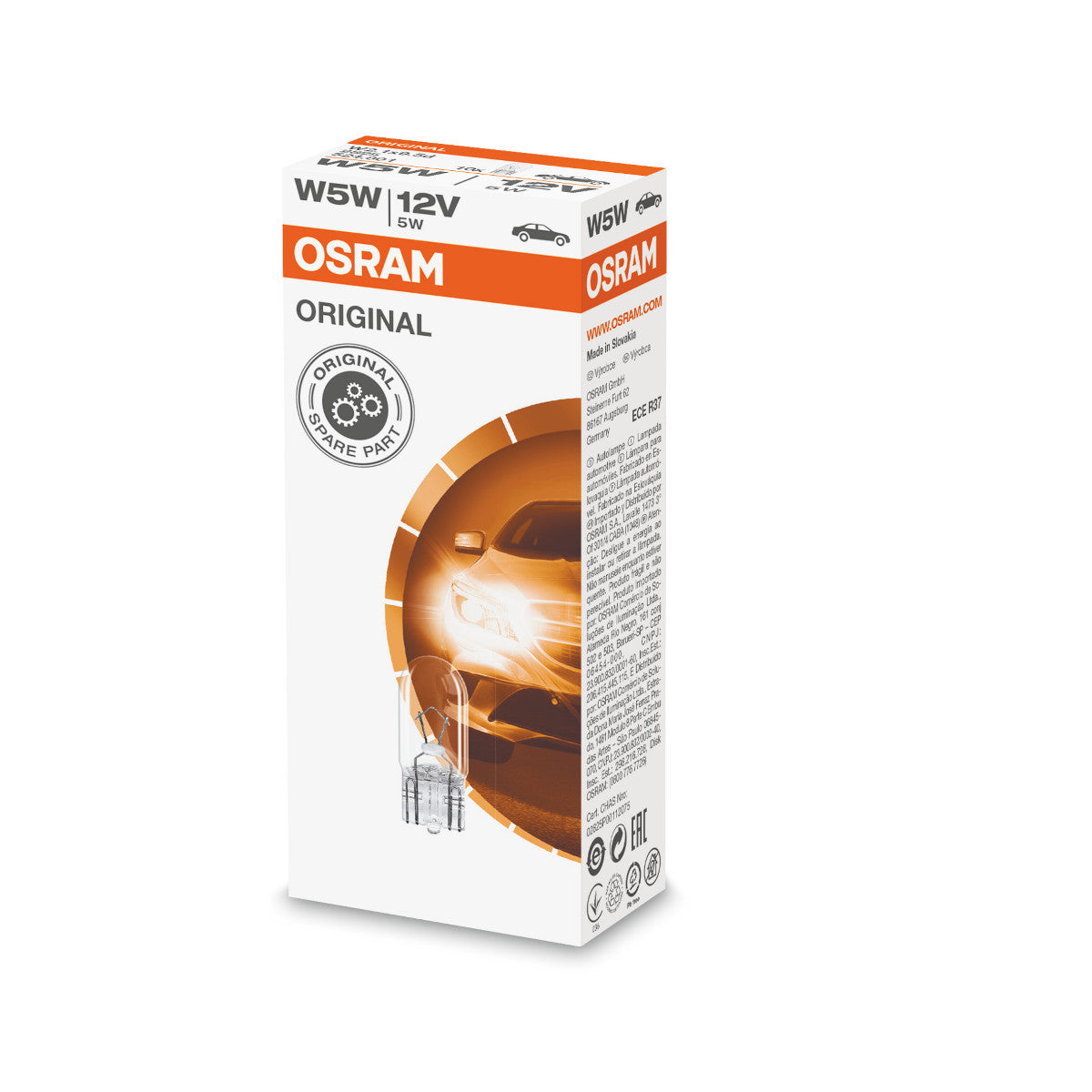 OSRAM ORIGINAL - CULOT À OREILLE - 5 W - 12 V - W2.1x9.5d - Ampoule auxiliaire