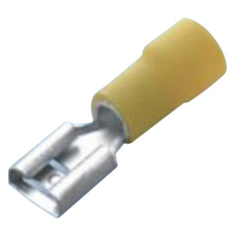 Pin au manchon plat 6 mm2 jaune en vinyle 6,3 x 0,8 mm - 10 pcs