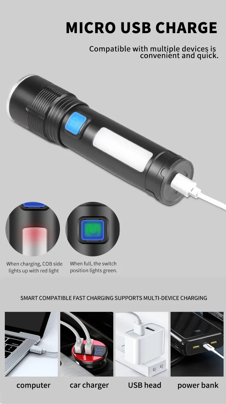 Lampe de poche LED - Ultraflash XHP & COB