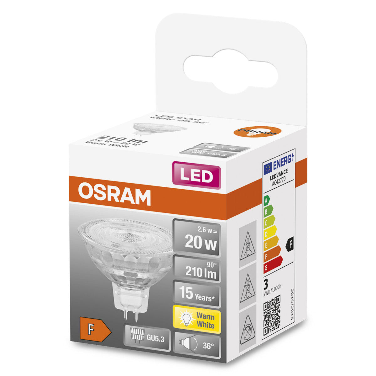 OSRAM LED-LAMPA REFLEKTOR MATT (20) GU5.3 36GR