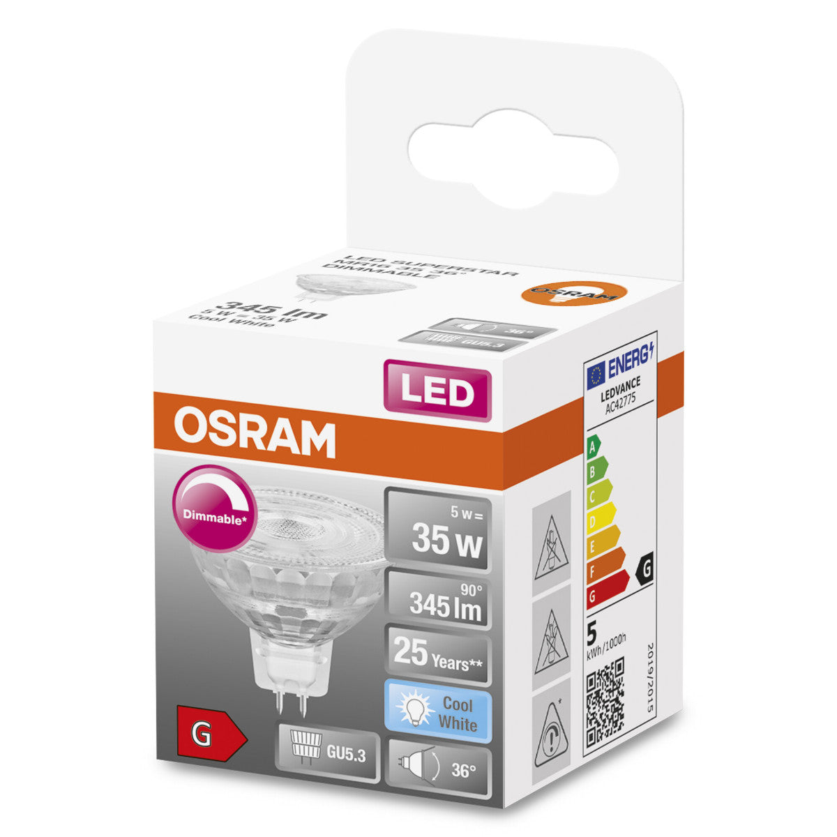 OSRAM LED-LAMPA REFLEKTOR MATT (35) GU5.3 DIM KALLVIT