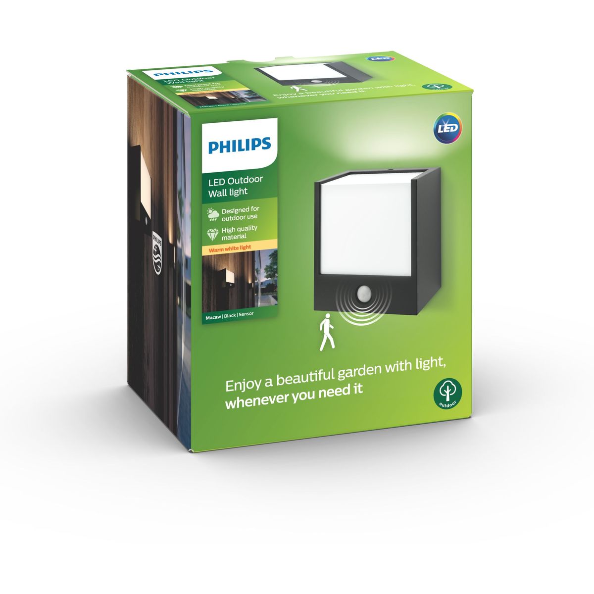 Philips - Macaw Wall Lantern Black 1x3.5W 230V