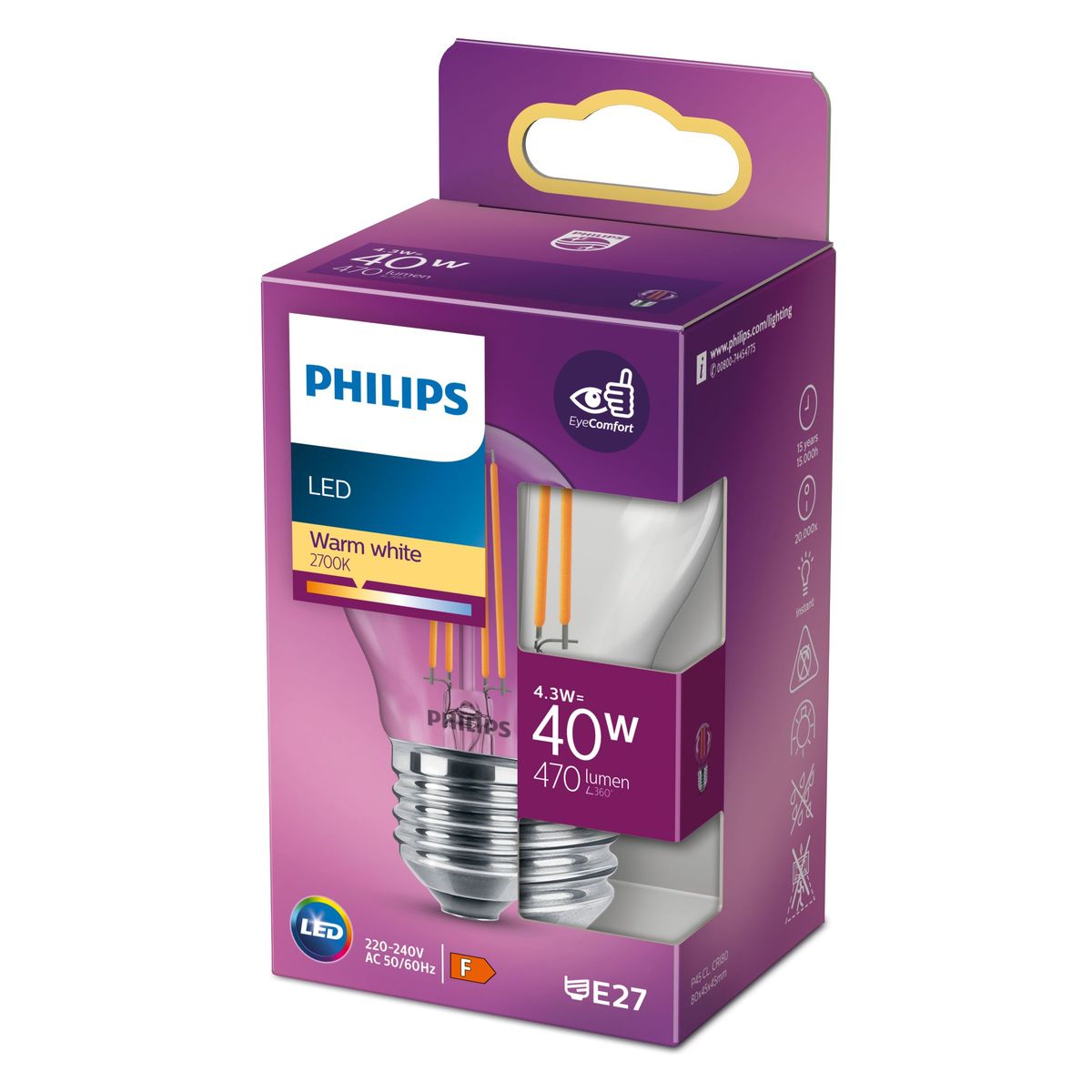 Philips - LED Classic 40W E27 WW P45 CL ND RFSRT4
