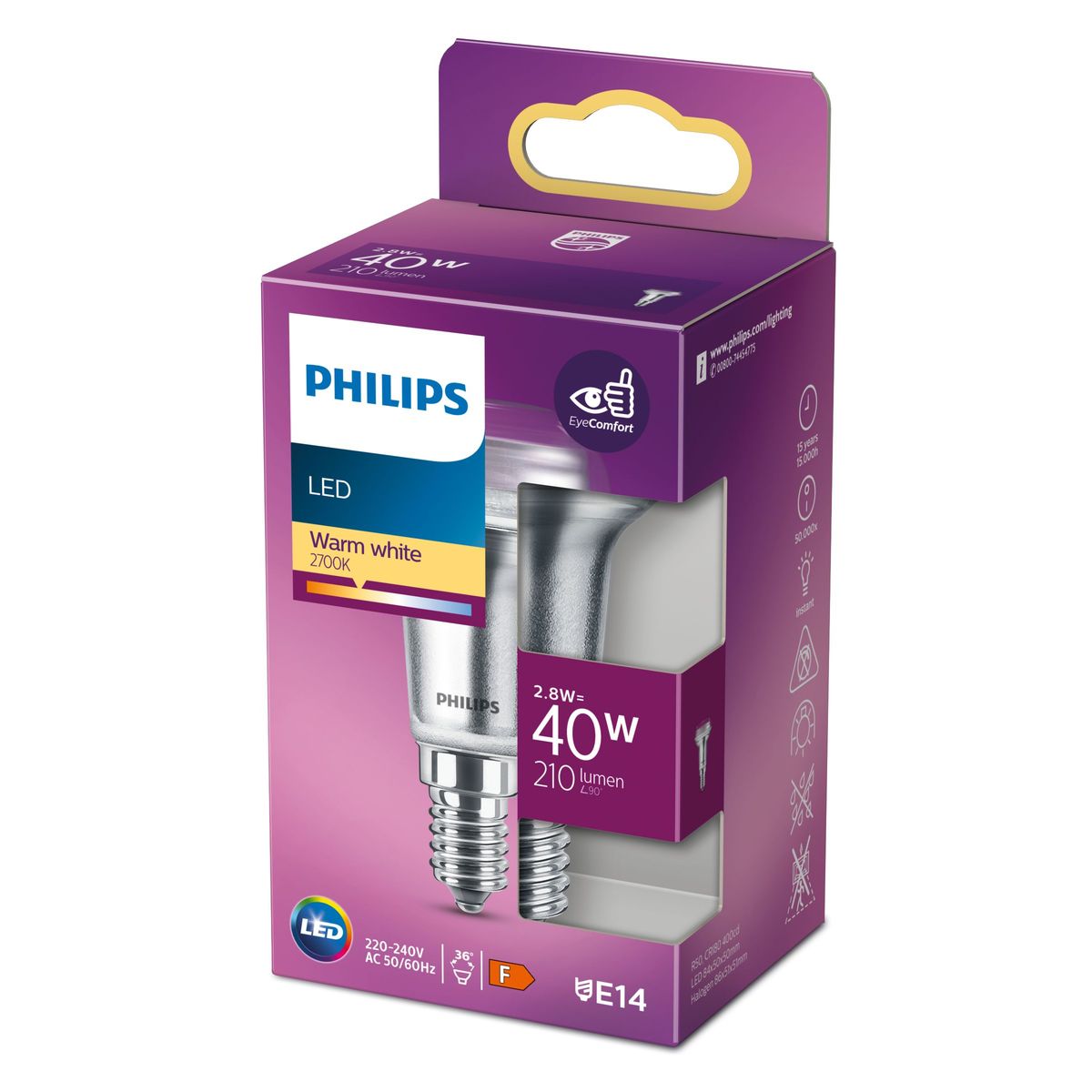 Philips - LED CLA 40W R50 E14 WW 36d RF ND SRT4