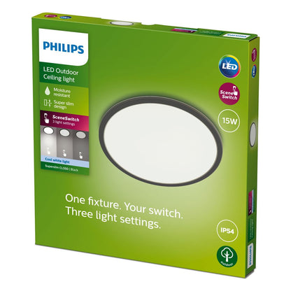 Philips - SuperSlim Ceiling SSW 15W 40K Black IP54