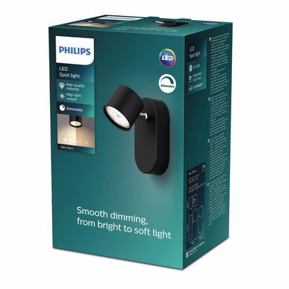 Philips - STAR single spot black 1x4.5W SELV Dim