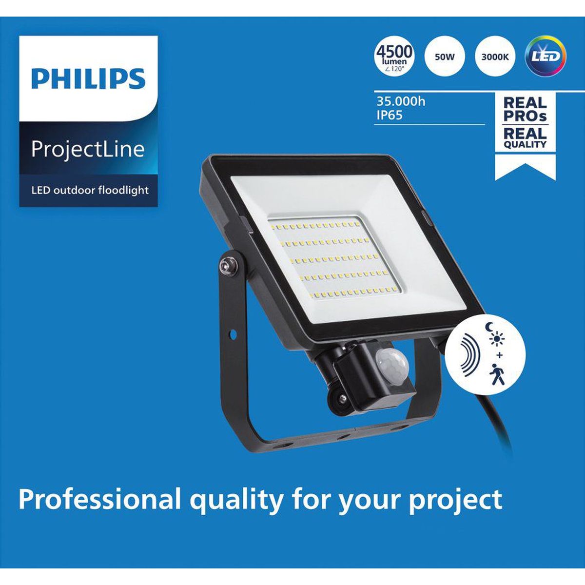 Philips - Projectline Floodlight 50W 3000K Capteur