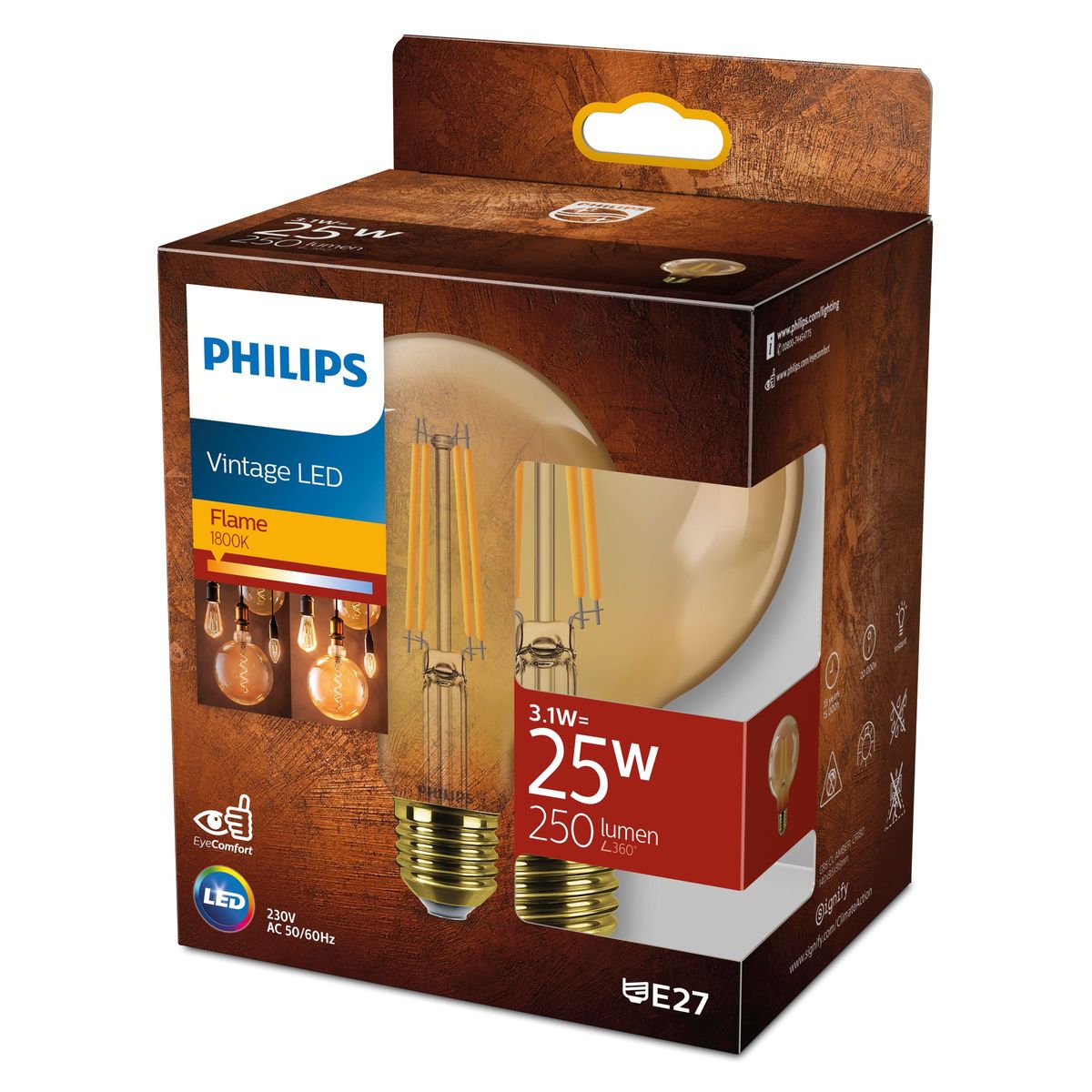 Philips - LED G95 25W 1800K E27 NDSRT AMBER 1PF