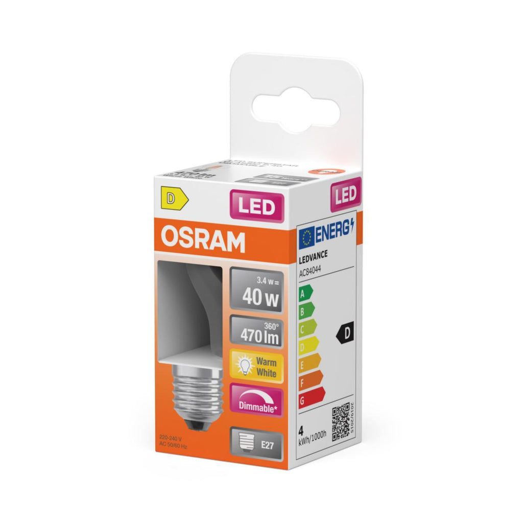 Ampoule LED OSRAM ronde transparente (40) E27 à intensité variable | 3,4 W