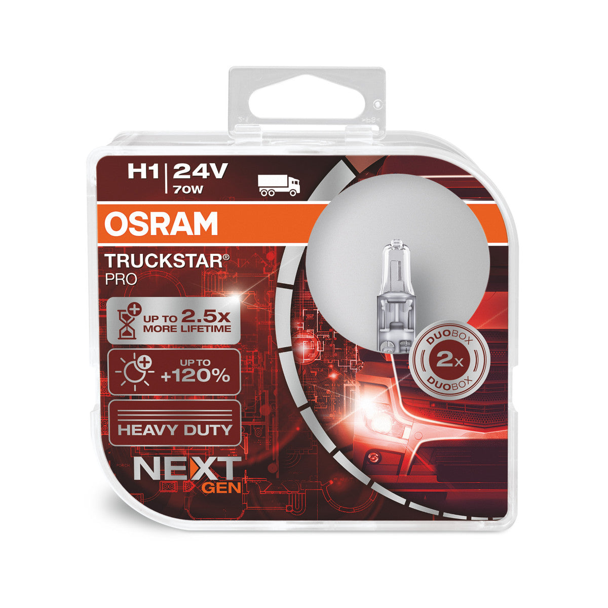 OSRAM TRUCKSTAR PRO - Ampoule de phare halogène H1 - 2-PACK