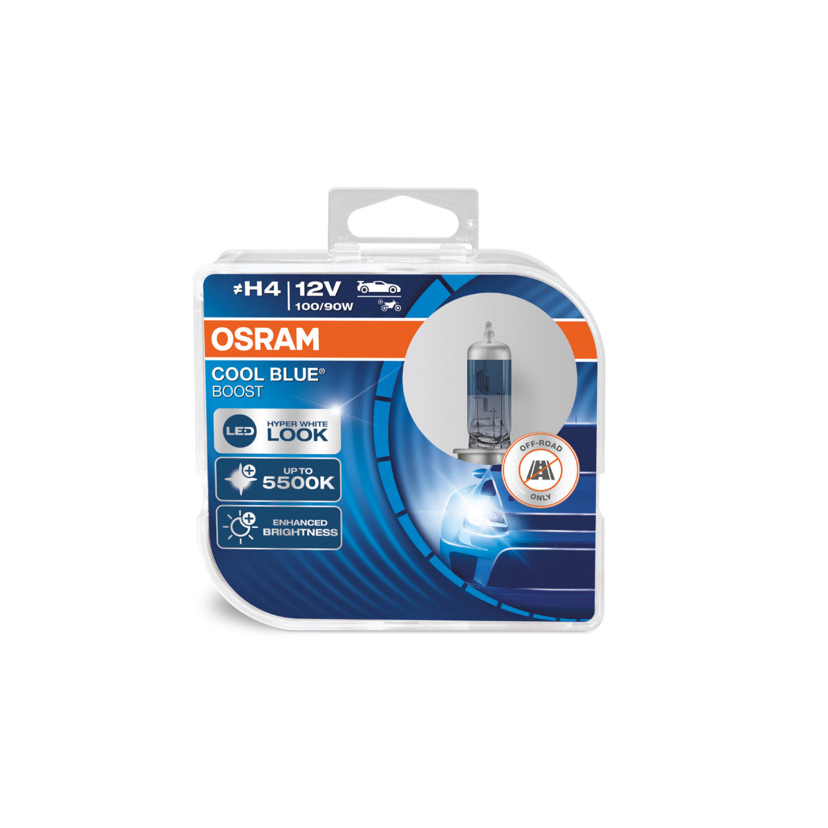 OSRAM COOL BLUE BOOST - Ampoule de phare halogène H4 tout-terrain - PACK DE 2