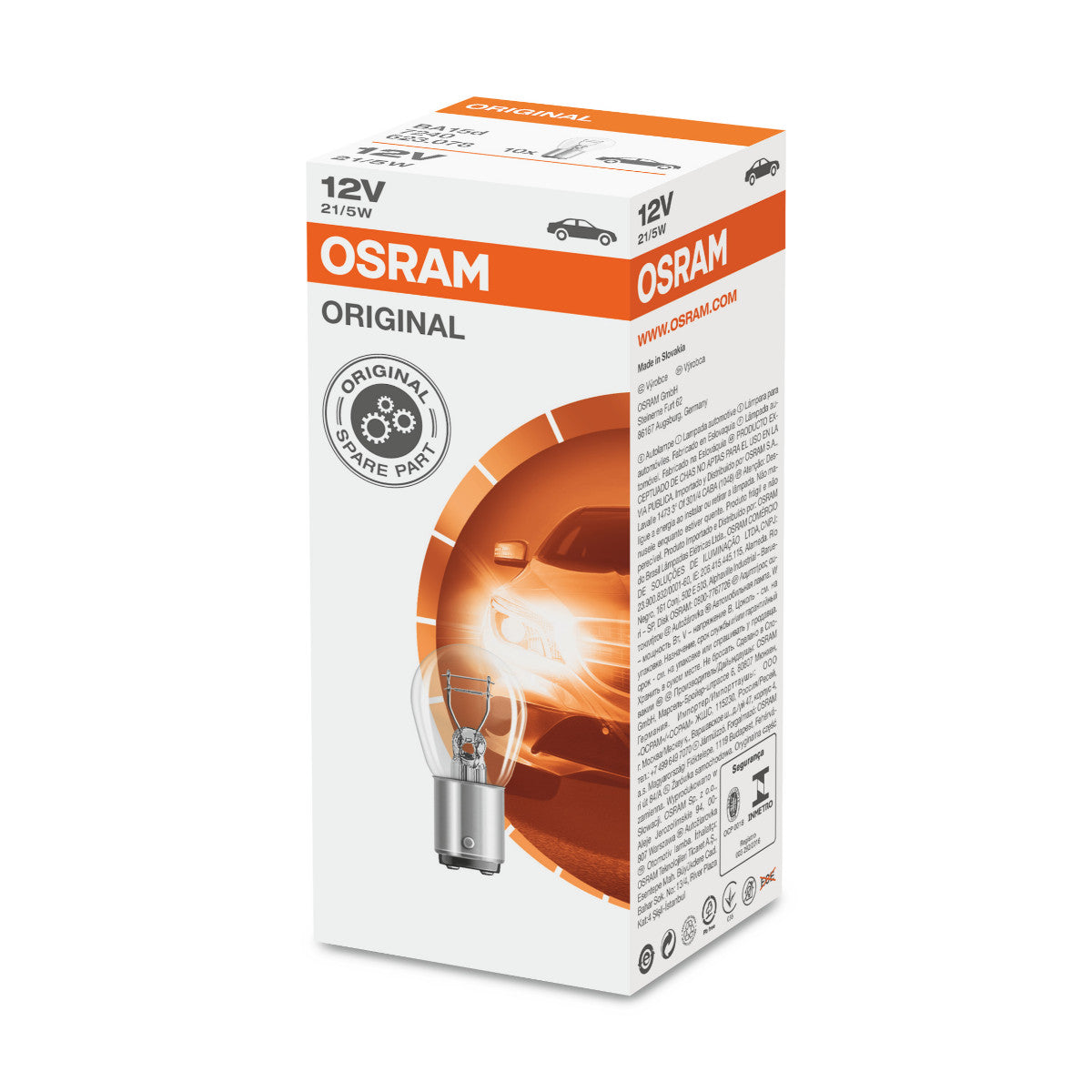 OSRAM ORIGINAL - BASE MÉTALLIQUE - Ampoule supplémentaire P21-5W - BA15d