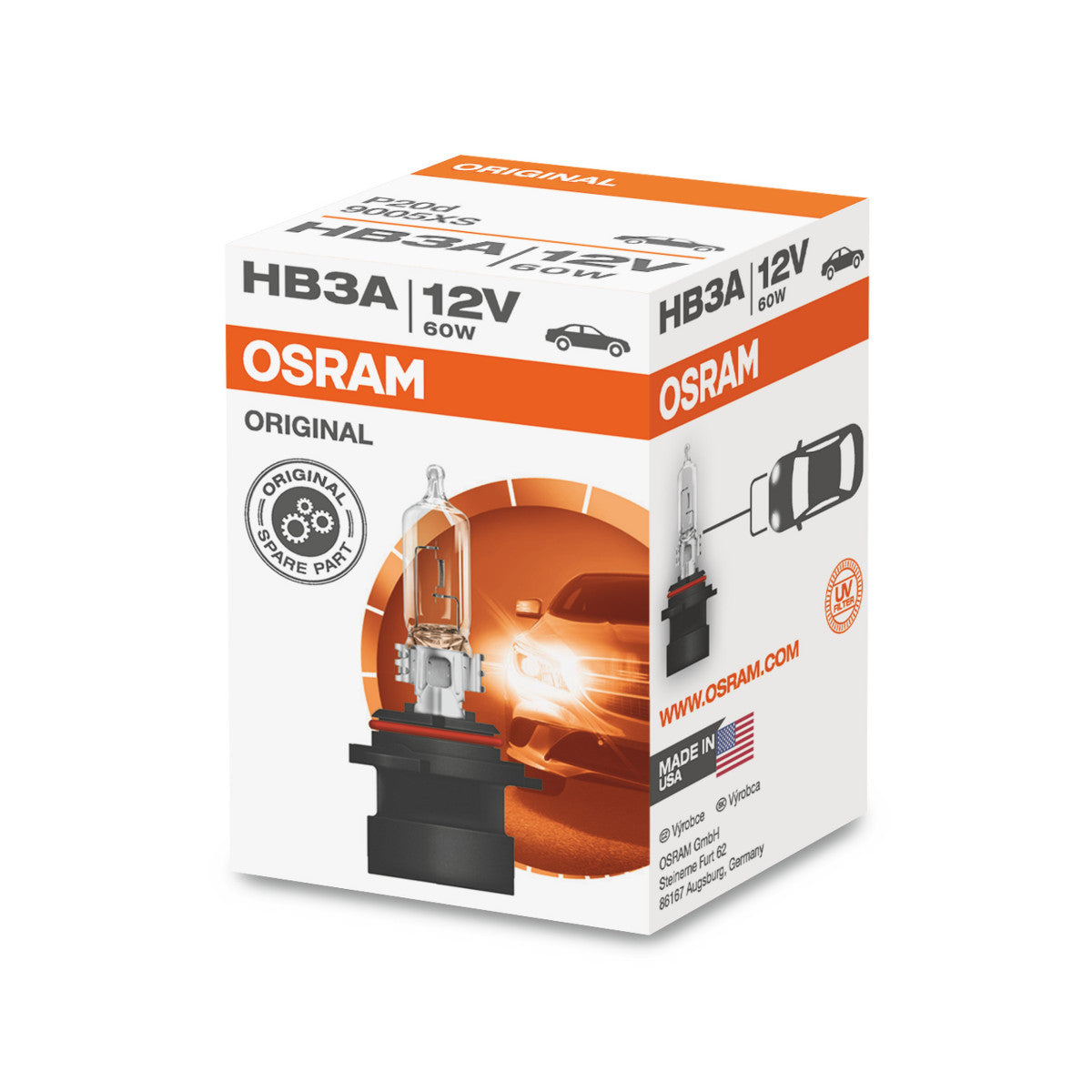 OSRAM ORIGINAL LINE - HB3A - 12 V - 60 W - Ampoule de phare halogène