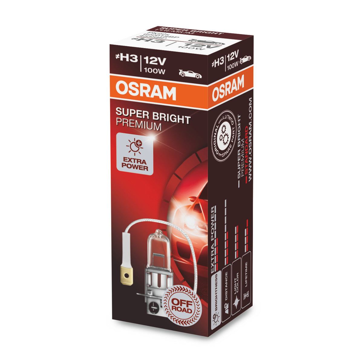 OSRAM SUPER BRIGHT PREMIUM - SUPER BRIGHT - Tout-terrain H3 - Ampoule de phare halogène PK22s