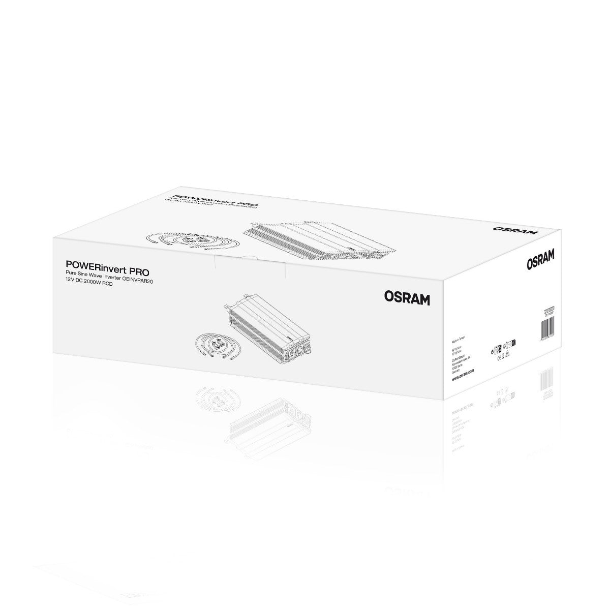 OSRAM Onduleur à onde sinusoïdale pure 12 V DC 2000 W RCD