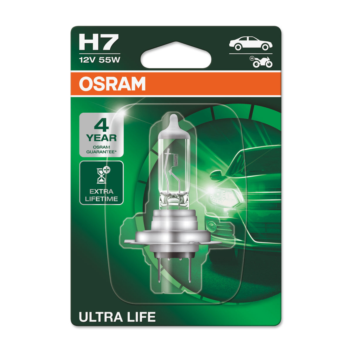 OSRAM ULTRA LIFE - Ampoule de phare halogène H7 - Blister simple