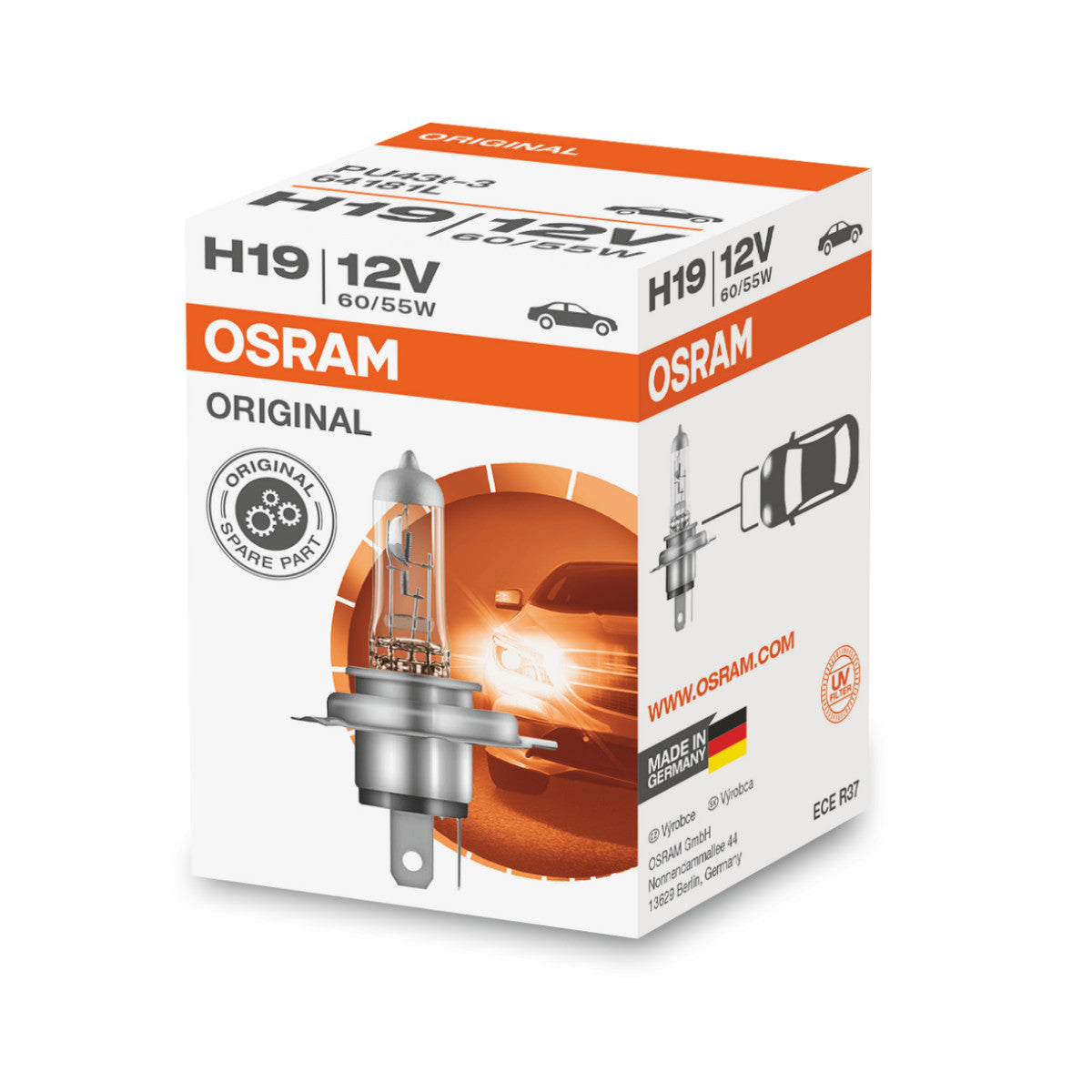 OSRAM ORIGINAL LINE - H19 - 12 V - 6055 W - Ampoule de phare halogène