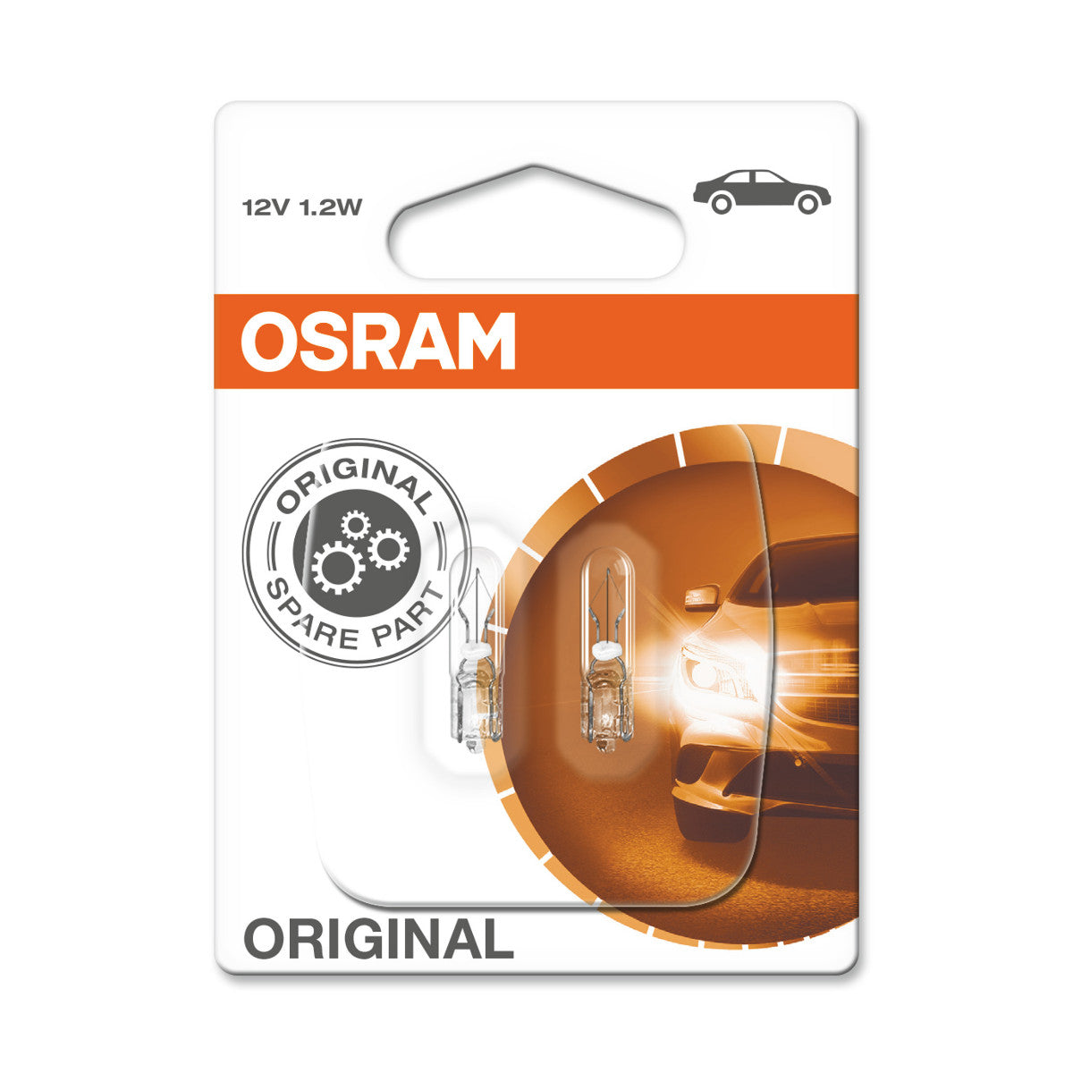 OSRAM ORIGINAL - CULOT COIN - 1 -2W - 12V - W2x4,6d - Ampoule supplémentaire