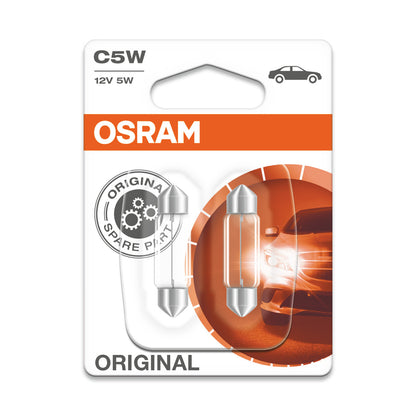 OSRAM ORIGINAL FESTOON - 5W - 12V - Ampoule supplémentaire 36mm - 2-PACK