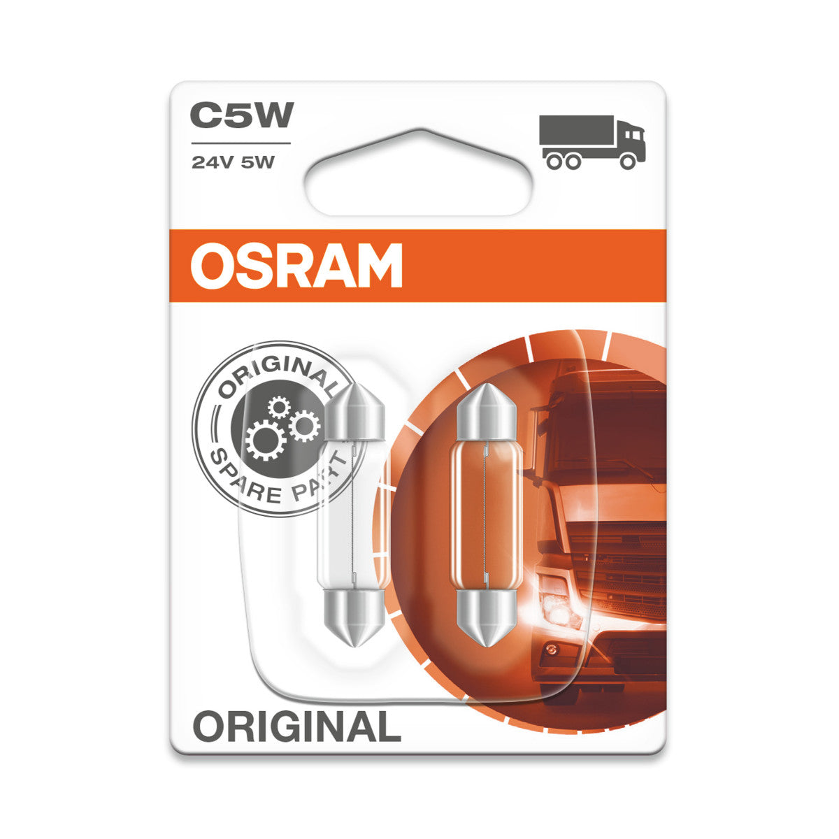 OSRAM ORIGINAL FESTOON - 5W - 24V - Ampoule supplémentaire 36mm - 2-PACK