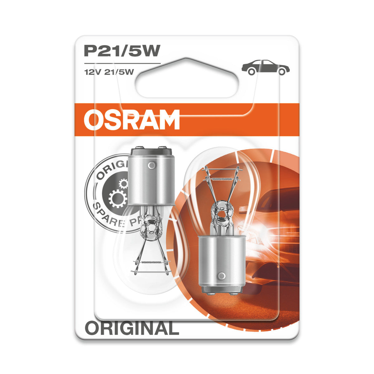 OSRAM ORIGINAL - BASE EN MÉTAL - P21-5W - Ampoule supplémentaire 2-pack