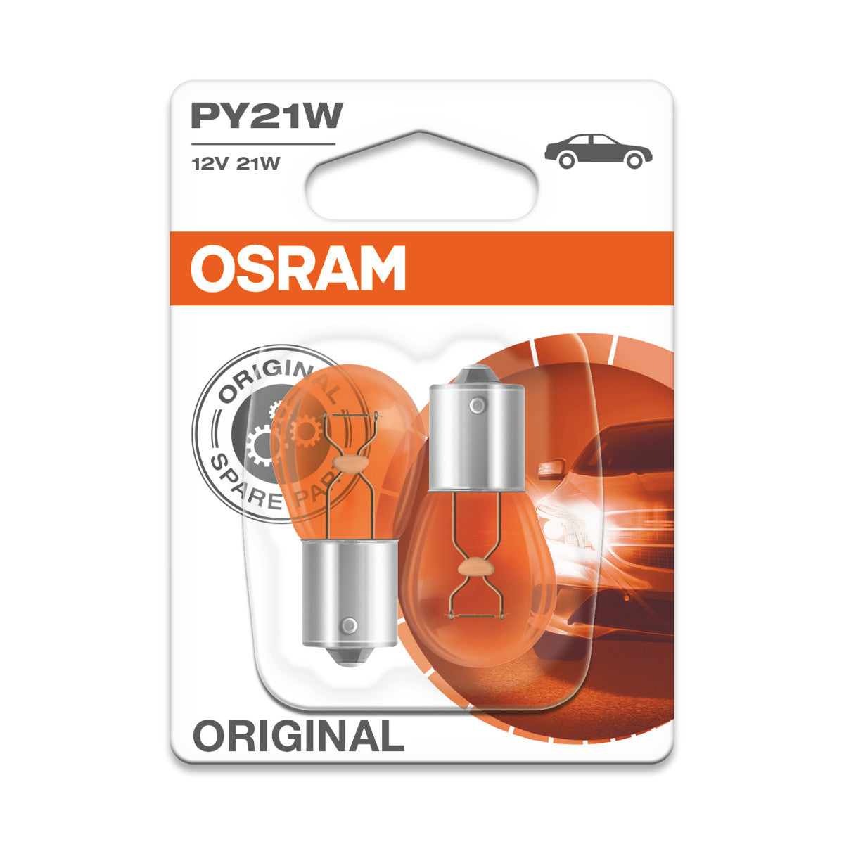 OSRAM ORIGINAL - BASE MÉTALLIQUE - PY21W Ampoule supplémentaire paquet de 2