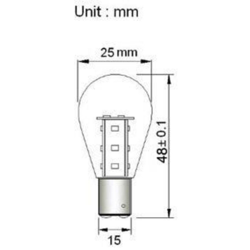 BAY15d 12V/24V 1.5W Frostat glas