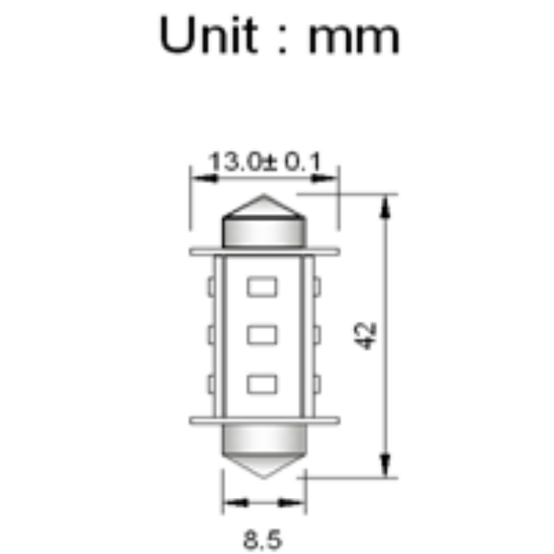 Spollampa 12V/24V 1W 42mm